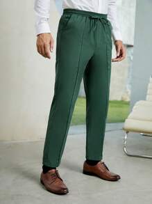 Manfinity NiteLyfe Men Drawstring Waist Seam Detail Trousers - Green - View 1
