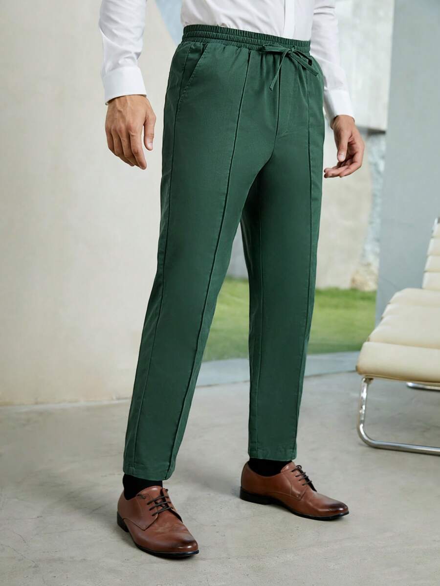 Manfinity NiteLyfe Men Drawstring Waist Seam Detail Trousers - Green - View 1