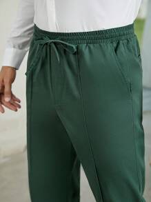 Manfinity NiteLyfe Men Drawstring Waist Seam Detail Trousers - Green - View 4