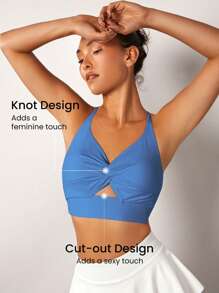 GLOWMODE FeatherFit™ Xoắn Nút Không lưng Bras thể thao Hỗ trợ ánh sáng - Màu xanh lam - Xem 3