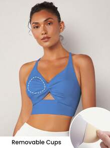 GLOWMODE FeatherFit™ Xoắn Nút Không lưng Bras thể thao Hỗ trợ ánh sáng - Màu xanh lam - Xem 5