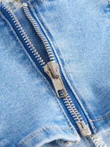 SHEIN MOD Square Neck Hanky Hem Denim Tank Top - Blue - View 4