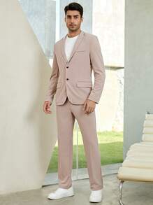 Manfinity VCAY Men 1pc Peak Collar Single Breasted Blazer & 1pc Trousers - Apricot - View 1