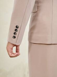 Manfinity VCAY Men 1pc Peak Collar Single Breasted Blazer & 1pc Trousers - Apricot - View 4