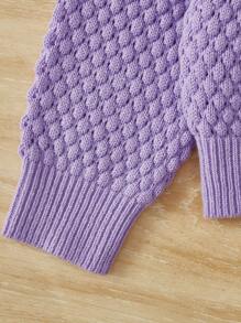 SHEIN Tween Girl Stereo Flower Ruffle Trim Sweater - Lilac Purple - View 3