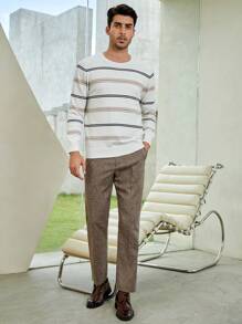 Manfinity VCAY Homme Pull À Rayures - Blanc - Voir 3