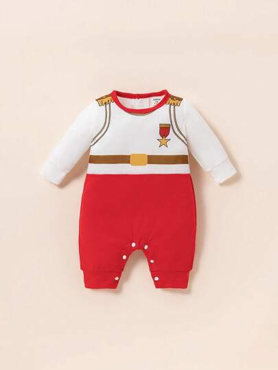 Baby Girl Star Print Colorblock Costume Jumpsuit