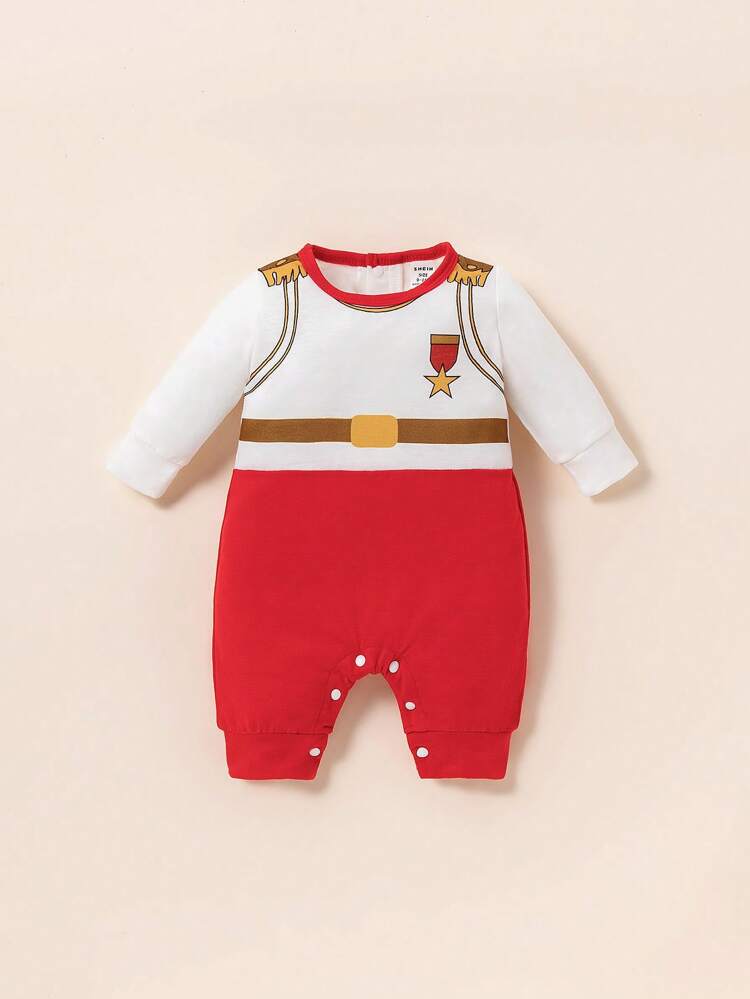 Baby Girl Star Print Colorblock Costume Jumpsuit