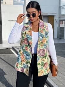 Calvaya 大碼印花馬甲西裝外套 - 彩色 - 查看 3