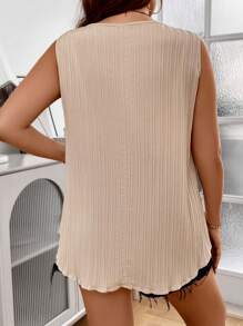 SHEIN LUNE Plus Half Zip Sleeveless Blouse