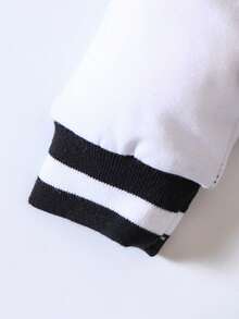 SHEIN Explorewe 女嬰字母圖案雙色學院風夾克&半身裙 - 黑與白 - 查看 5