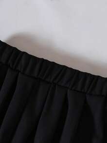 SHEIN Explorewe 女嬰字母圖案雙色學院風夾克&半身裙 - 黑與白 - 查看 6