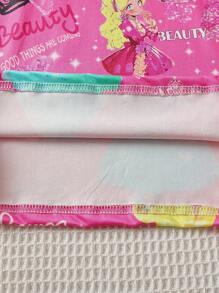 SHEIN 女大童人物和字母圖案連衣裙 - 玫紅色 - 查看 5