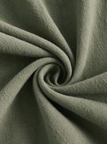 SHEIN EZwear Chất rắn Nút eo Quần ống rộng - xanh quân đội - Xem 3