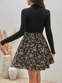 SHEIN Frenchy Floral Print Belted Dress - Multicolor - View 2