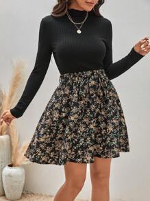 SHEIN Frenchy Floral Print Belted Dress - Multicolor - View 4