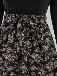 SHEIN Frenchy Floral Print Belted Dress - Multicolor - View 6