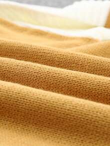 CILKOO Two-Tone Drop Shoulder Hollow-Out Knit Sweater - Yellow - View 7