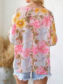 印花落肩袖襯衫 - 粉色 - 查看 4