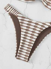 SHEIN Swim Summer Beach Allover Print Knot Front Bikini Set