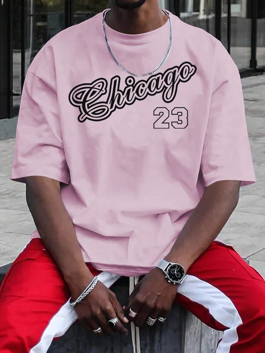 Aesthetic Post Nam Đồ họa Chữ cái Áo thun - Màu tím hoa cà - Xem 1