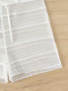 SHEIN Swim 2026 Spring/Summer White Mesh Sexy Bowknot Waist Bikini Cover Up Shorts - White - View 8