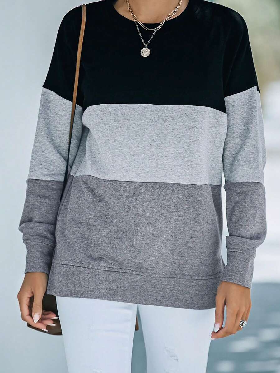 CILKOO Khối màu Thả vai Áo nỉ - Nhiều màu - Xem 1