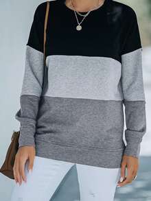 CILKOO Khối màu Thả vai Áo nỉ - Nhiều màu - Xem 5