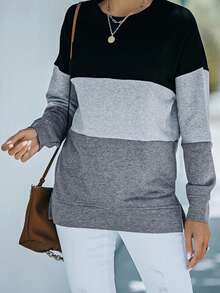 CILKOO Khối màu Thả vai Áo nỉ - Nhiều màu - Xem 6