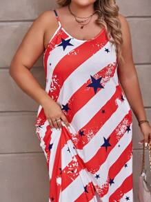 EMERY ROSE Plus Striped & Star Print Hidden Pocket Cami Dress - Multicolor - View 4