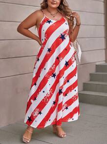 EMERY ROSE Plus Striped & Star Print Hidden Pocket Cami Dress - Multicolor - View 6