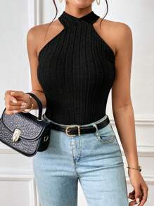 SHEIN Essnce 交叉後背繫帶掛脖上衣