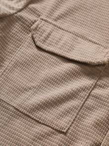 Manfinity Homme Men's Loose Fit Coat With Flap Pockets And Letter Patches - Coffee Brown - View 5