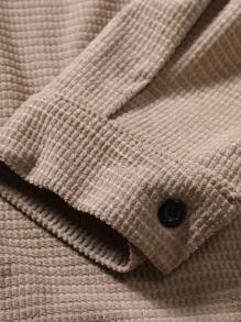 Manfinity Homme Men's Loose Fit Coat With Flap Pockets And Letter Patches - Coffee Brown - View 6