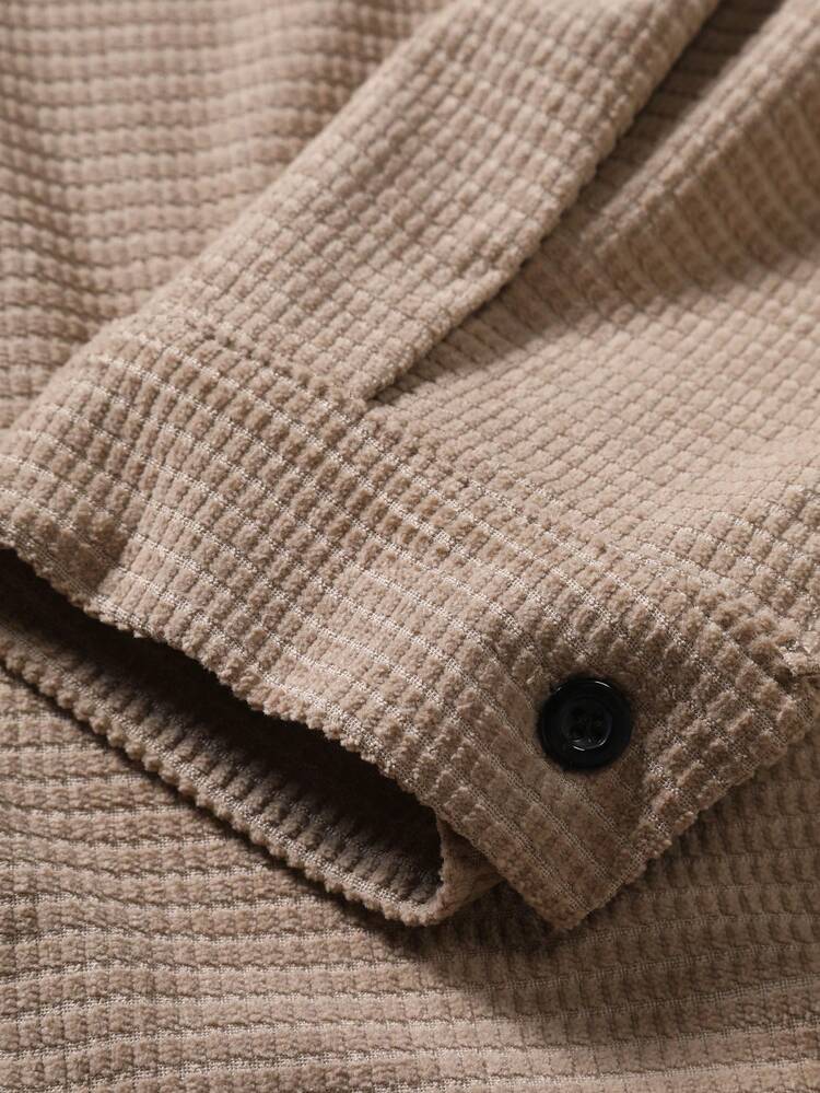 Men's Loose Fit Coat With Flap Pockets And Letter Patches