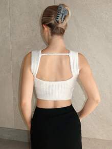 SHEIN EZwear Strick Crop Top mit Einfarbig