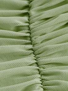SHEIN MOD One Shoulder Ruched Waist Slim Fit Green Mesh Top - Mint Green - View 3