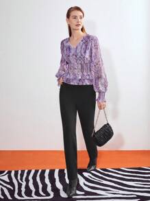 MOTF PREMIUM SHIRRED REPTILE BLOUSE - Multicolor - View 7