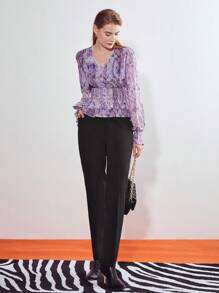 MOTF PREMIUM SHIRRED REPTILE BLOUSE - Multicolor - View 9