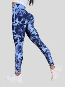 Easithlete 紮染寬腰帶運動打底褲 - 彩色 - 查看 1