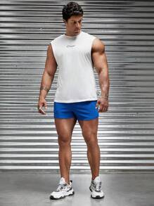 GENTILAND 男士腰部抽繩斜口袋短褲 - 寶藍色 - 查看 4