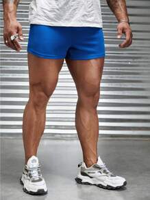 GENTILAND 男士腰部抽繩斜口袋短褲 - 寶藍色 - 查看 5