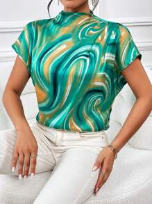 SHEIN Privé In Toàn bộ Ống cổ tay cánh Áo sơ mi - Nhiều màu - Xem 6