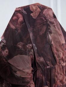 SHEIN Privé Talla grande Falda ajustada con estampado de figura fruncido - Multicolor - Ver 6