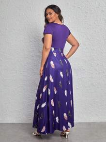 SHEIN LUNE Hơn In lông Váy chữ A - Màu tím - Xem 2