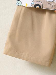 SHEIN Young Boy Bus Print Shirt & Shorts - Multicolor - View 6