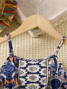 SHEIN Young Girl Geo Print Cut Out Cami Dress - Multicolor - View 5