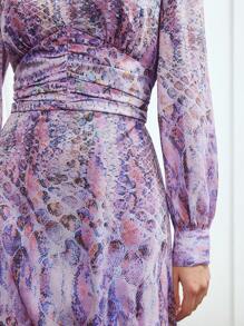 MOTF PREMIUM SNAKESKIN PRINT MIDI DRESS