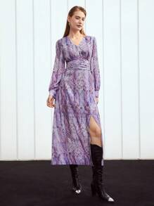 MOTF PREMIUM SNAKESKIN PRINT MIDI DRESS