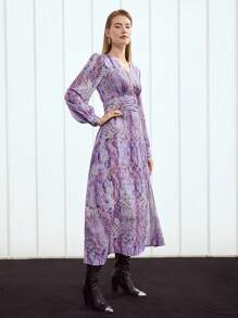 MOTF PREMIUM SNAKESKIN PRINT MIDI DRESS
